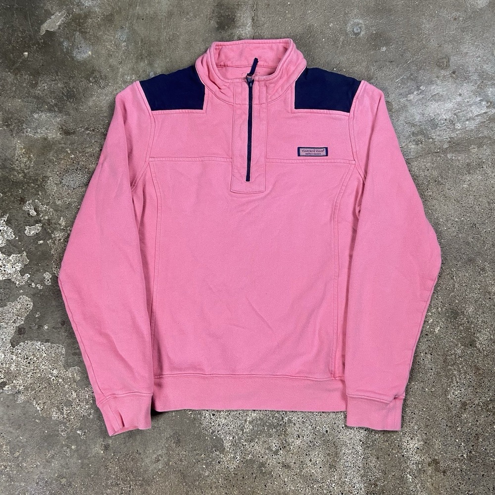 Vineyard Vines Martha's Vineyard 1/4 Zip Women's Size Medium Pink Fleece Whale